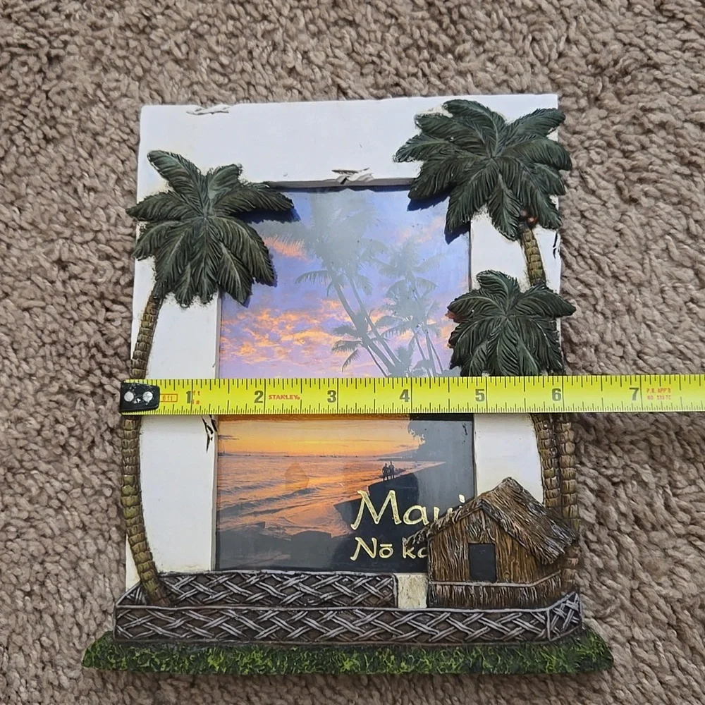 Maui Hawaiian Palm Tree Photo Frame Coastal Beach Decor 4x6 Tropical Rare New